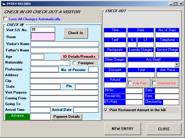 Hotel Computer Software, Hotel Management Software, Hotel Software, Accounting Software for Hotels, Hotel Software, Billing and Accounting Software for management of Hotels, Restaurants, Motels, Guest Houses. Modules : Rooms, Visitors, Restaurant, Payroll, Accounts & Utilities. Free Trial Download